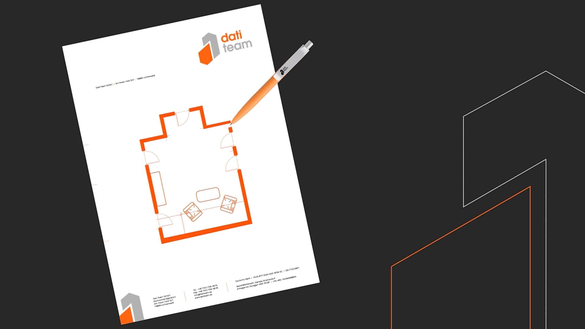 Briefbogen für den Immobiliengutachter Dati-Team, gestaltet von W52