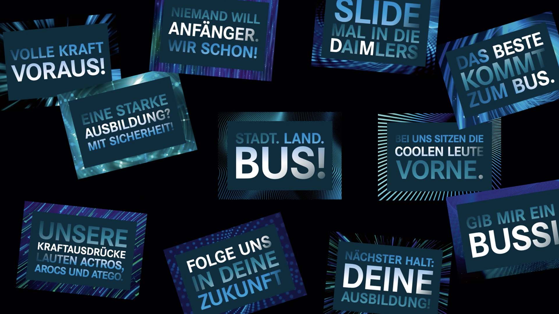 Postkarten mit Sprüchen für das Azubimarketing für Daimler Truck, entwickelt von W52